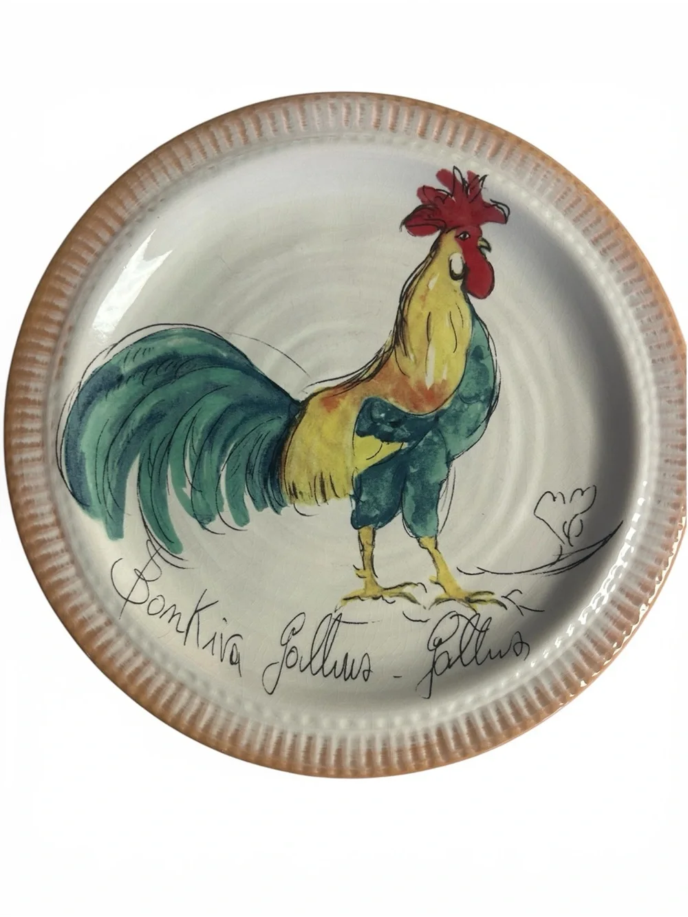 Pottery Barn Bon Kiva Rooster Salad Plates 9.5” Set of 4 Farmhouse